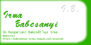 irma babcsanyi business card